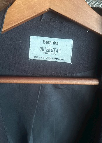m Beden Siyah Deri Kemerli Kadın Blazer Ceket