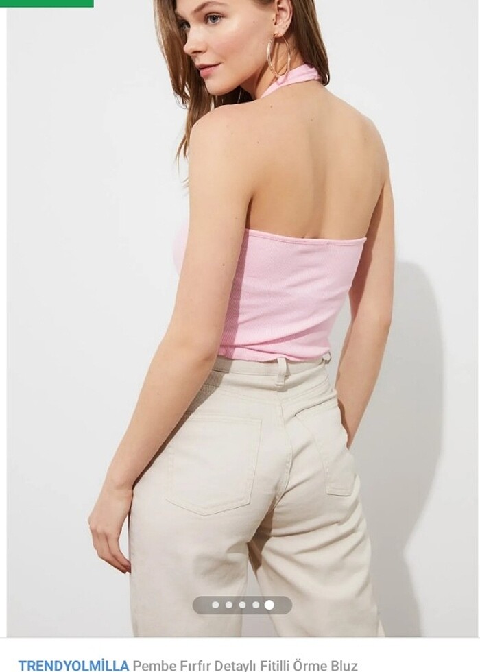 pembe detaylı bluz - Görsel 4