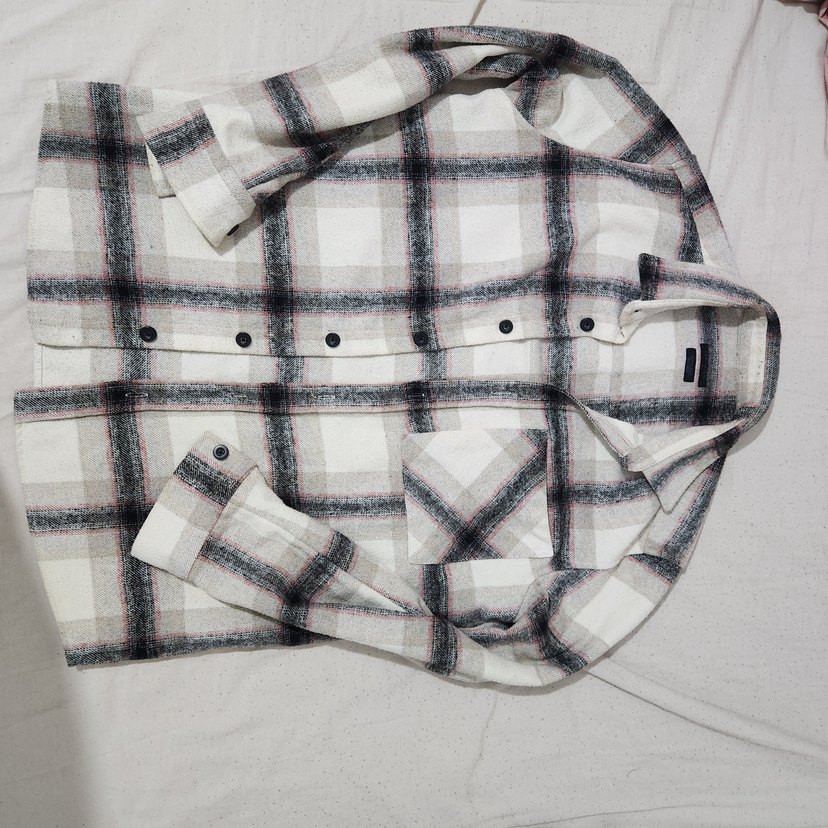 Erkek Bej Gri Kareli Pamuklu oduncu gömlek - Görsel 4