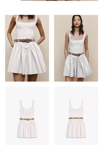 Zara Beyaz Kolsuz Mini Elbise