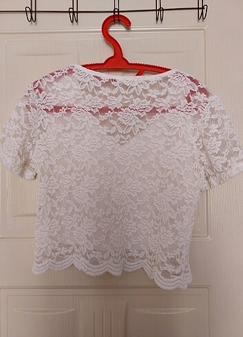 l Beden beyaz Renk Dantel Crop