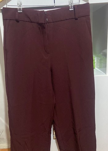 Bordo Kadın Midi Kumaş Pantolon