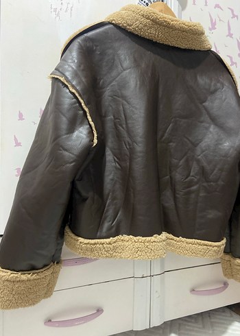 Kahverengi Kürklü Deri Kadın Mont - Görsel 3