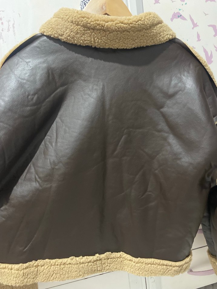 Kahverengi Kürklü Deri Kadın Mont - Görsel 2