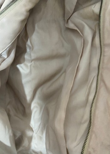 Bej Deri Fermuarlı Ceket - Görsel 3