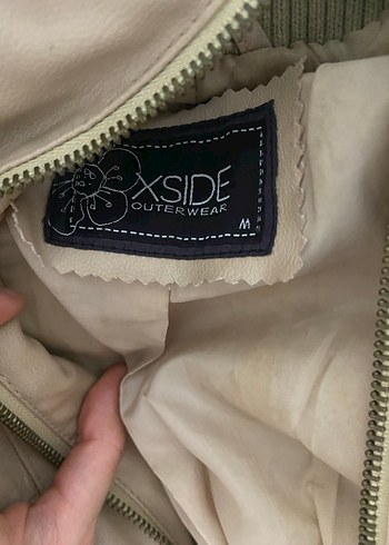 Bej Deri Fermuarlı Ceket - Görsel 2