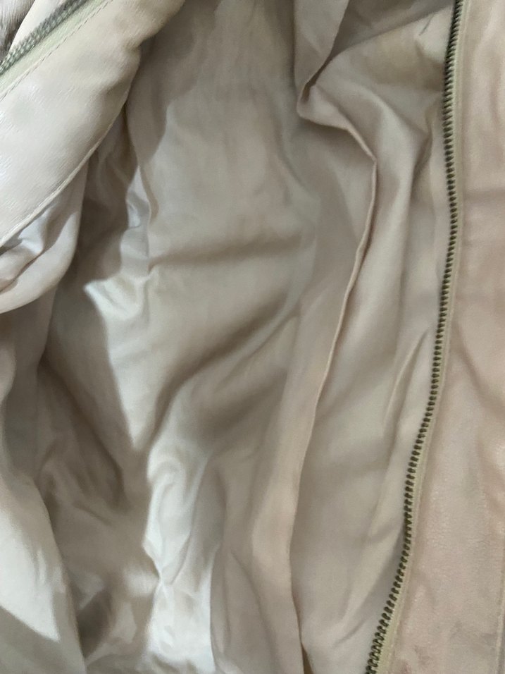 Bej Deri Fermuarlı Ceket - Görsel 3