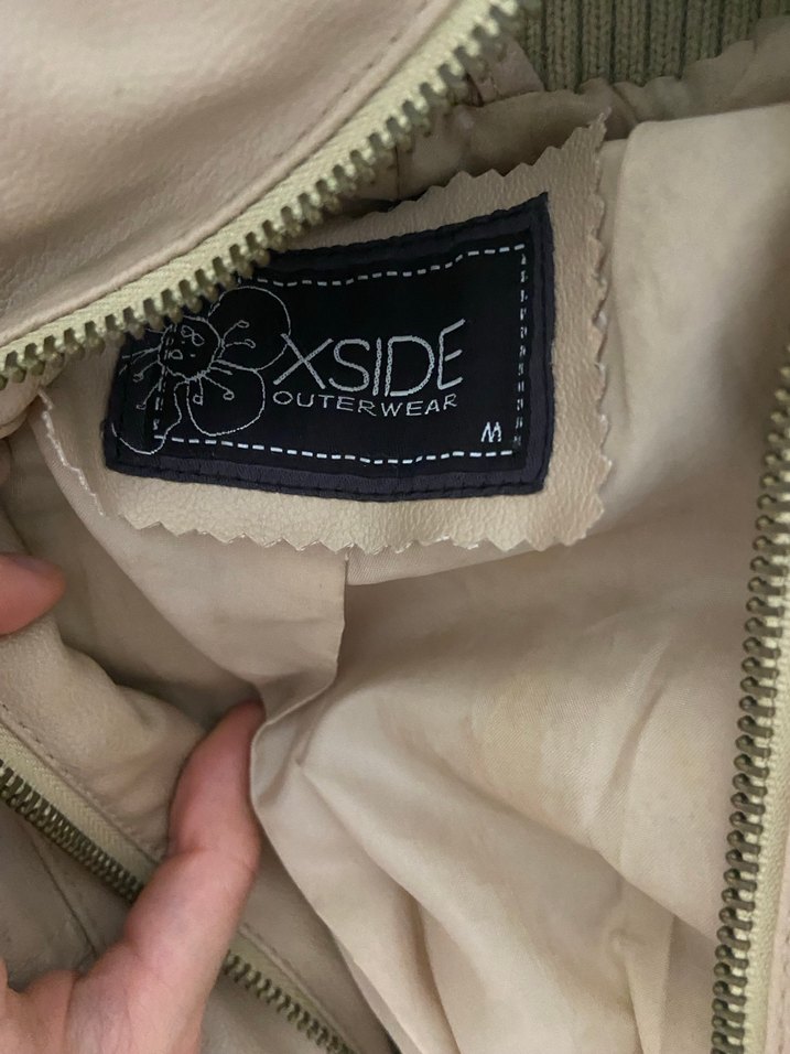 Bej Deri Fermuarlı Ceket - Görsel 2