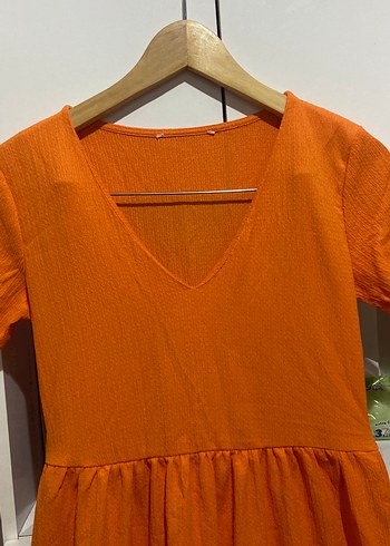 xs Beden Kadın Turuncu Polyester Kumaş elbise XS