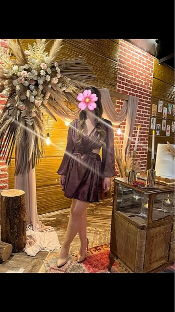s Beden mor Renk Gece elbisesi