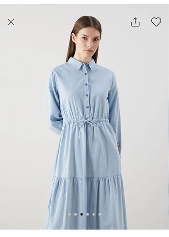 LC Waikiki Mavi Uzun Kollu Denim Elbise