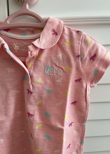 12-18 Ay Beden Kız Çocuk Pembe Düğmeli Polo Tişört