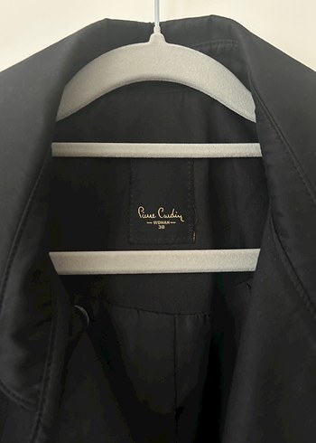 38 Beden Pierre Cardin Siyah Midi Trençkot