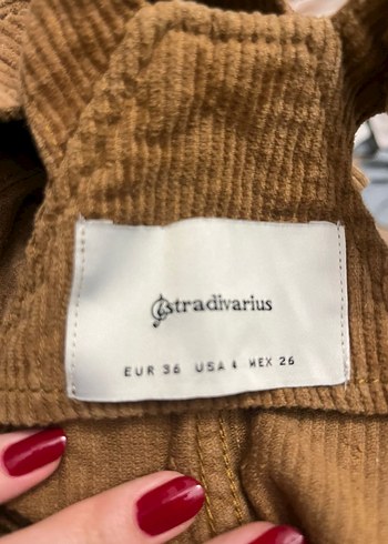 Stradivarius Kadın Kahverengi Süet Askılı Mini Salopet