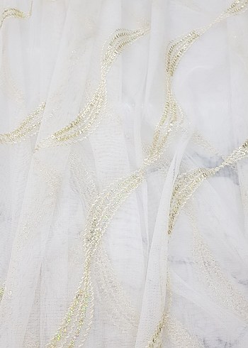 İşlemeli Beyaz Bohem Perde - Görsel 3