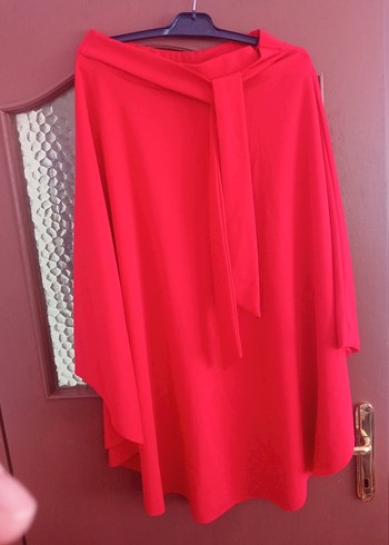 Kırmızı Midi Boy Salaş Kadın Etek - Görsel 2