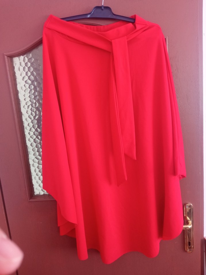 Kırmızı Midi Boy Salaş Kadın Etek - Görsel 2