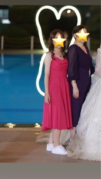 36 Beden Pembe tul abiye elbise