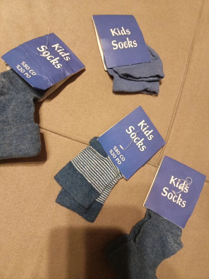 Erkek Çocuk Gri ve Mavi Desenli Çoraplar - Görsel 2