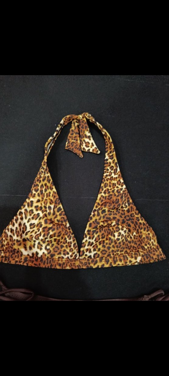 Leopar Desenli Kahverengi İpli Bikini - Görsel 2