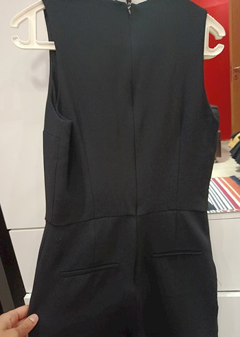 Siyah Drapeli V Yaka Kadın Tulum - Görsel 5