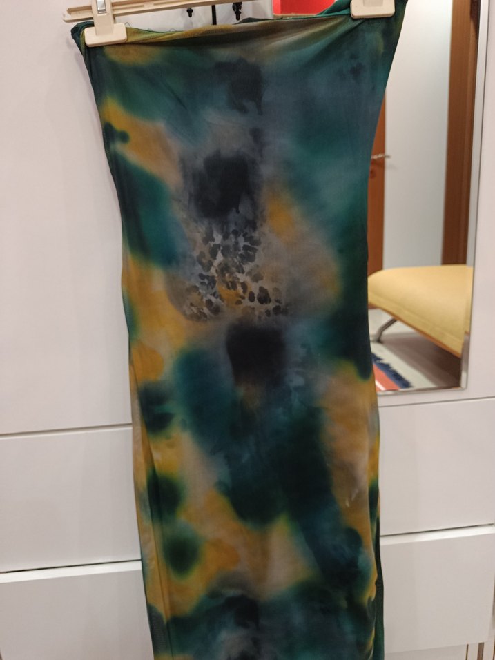 Drapeli, Askısız, Uzun Bağlama Desenli Elbise - Görsel 4