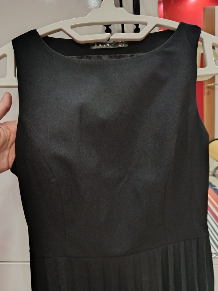 Siyah Pilili Midi Kadın Elbise - Görsel 3