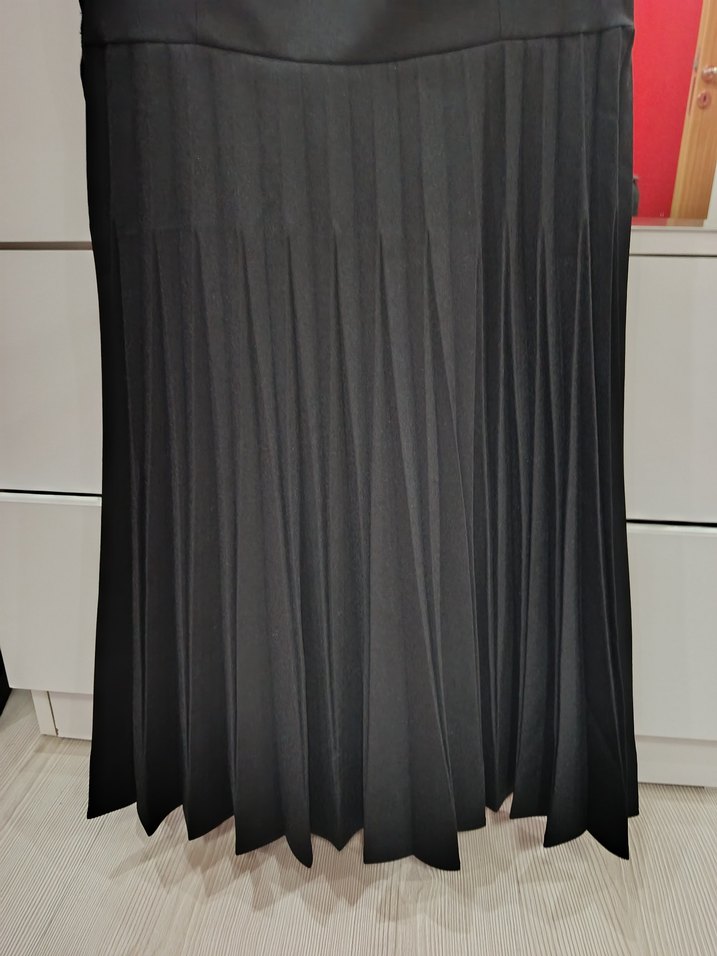 Siyah Pilili Midi Kadın Elbise - Görsel 2