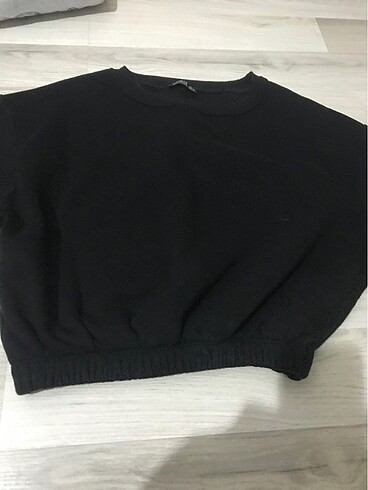 Siyah Crop sweatshirt ve eşofman takımı