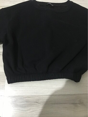 m Beden Siyah Crop sweatshirt ve eşofman takımı