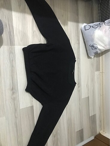 m Beden siyah Renk Siyah Crop sweatshirt ve eşofman takımı