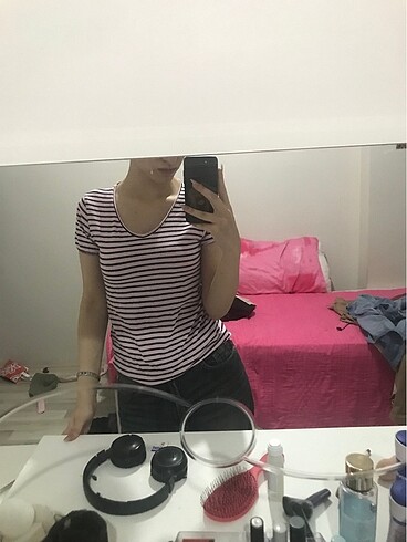 Defacto tshirt pembe lacivert