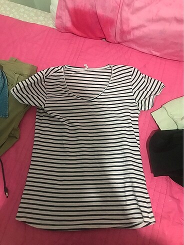 Defacto Defacto tshirt pembe lacivert