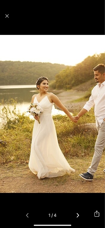 Puantiye tül dış çekim nikah elbisesi
