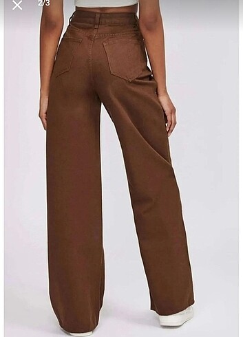 Kahverengi wide leg jean  - Görsel 3