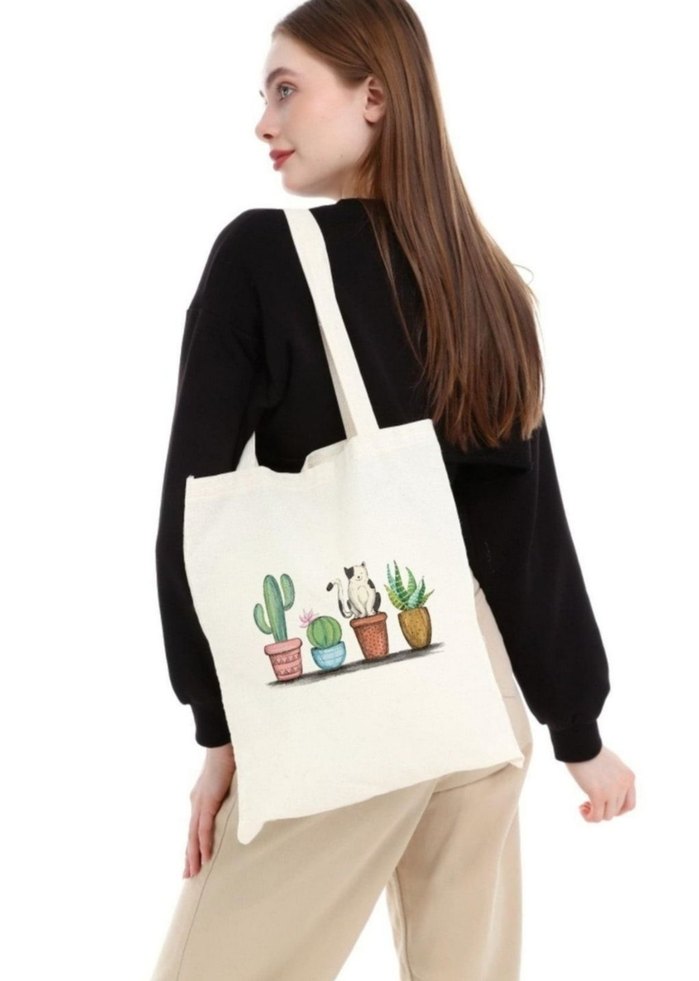 bej renk desenli bez çanta - Görsel 2