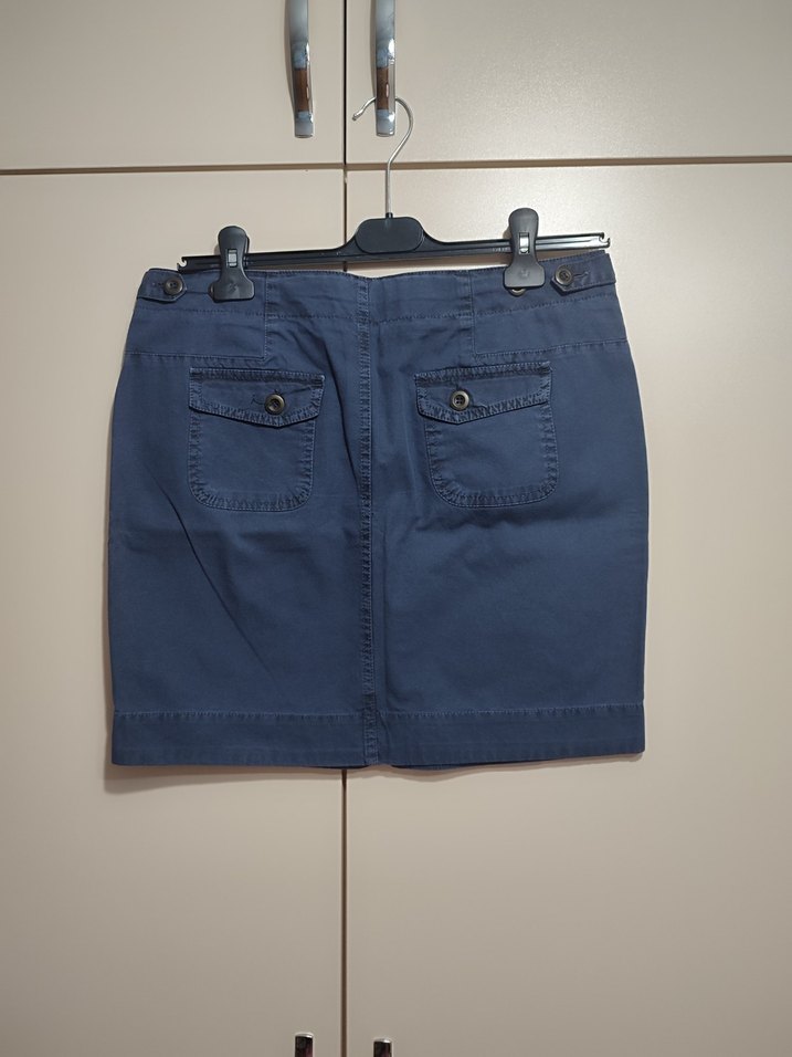 Lacivert kısa Kot Etek - Görsel 4