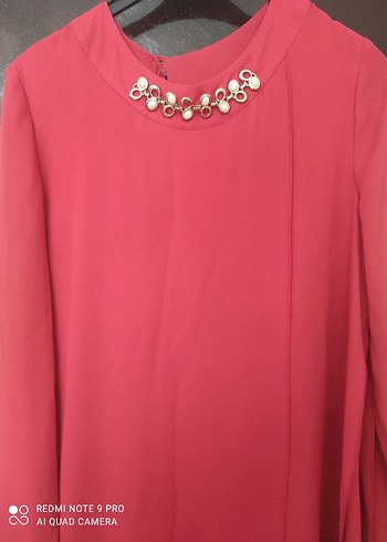Zincir Detaylı Pembe Uzun Kollu Tunik