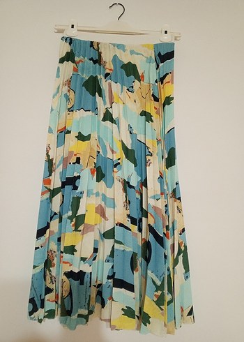 Kadın Çok Renkli Pilili Uzun Etek - Görsel 2