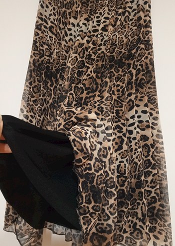 Leopar Desenli Pilili Etek - Görsel 3