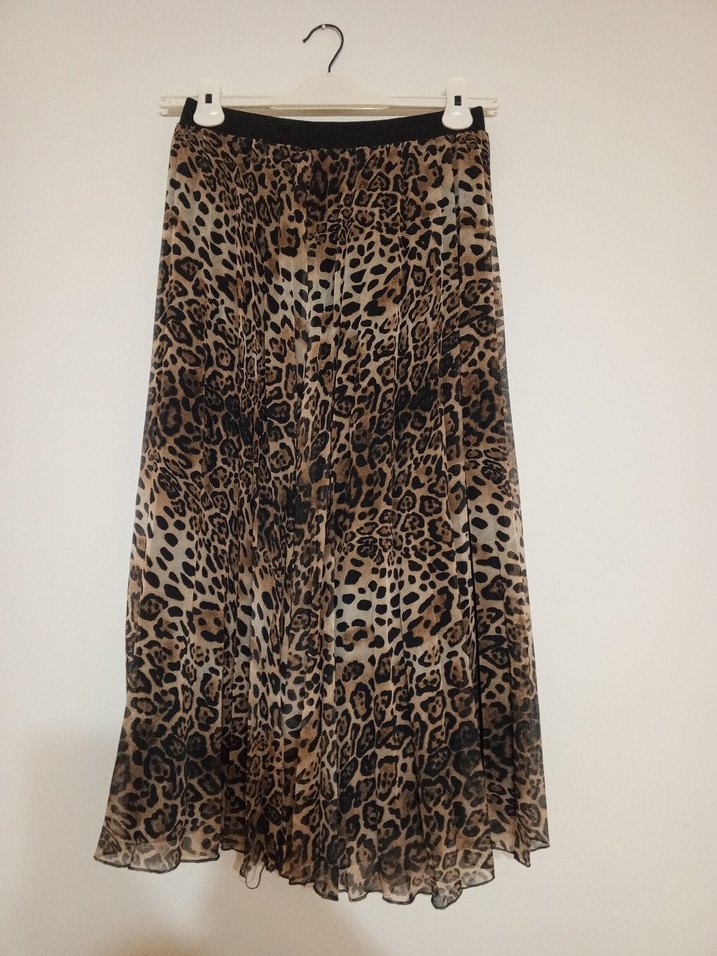 Leopar Desenli Pilili Etek - Görsel 2