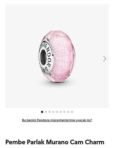 Pandora Pembe Parlak Murano Camı