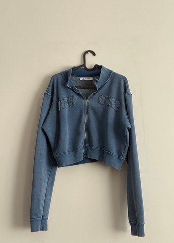 Kadın Mavi Denim Fermuarlı ceket