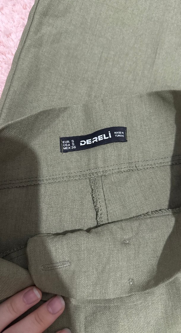 Kadın Haki Keten Rahat Kesim Pantolon - Görsel 2