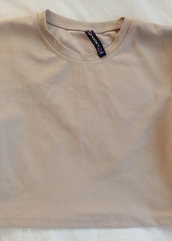Bej Kadın Oversize Basic Tişört