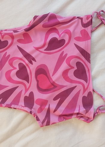 Pembe Desenli Fırfırlı crop