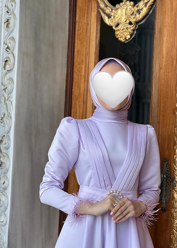 Uzun Mor Drapeli Tesettür Abiye - Görsel 2