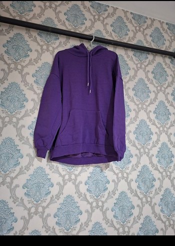 Mor Kapüşonlu Salaş Sweatshirt