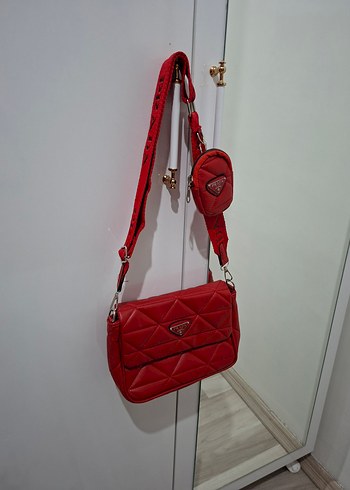 Kırmızı Deri Kadın Omuz Çantası - Görsel 2