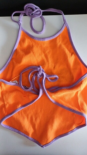 Koton lila turuncu crop